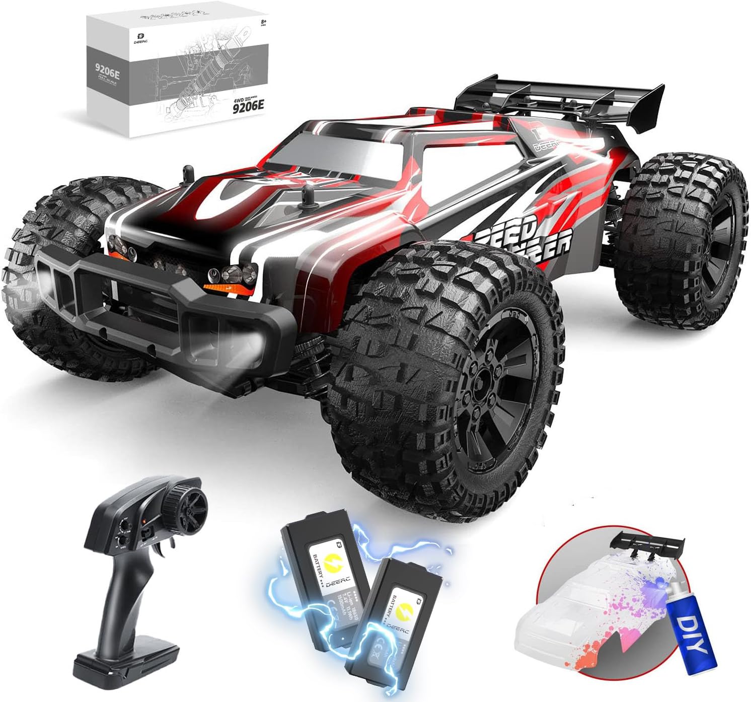 Rc Hobby Grade Monster Truck - รถบังคับวิทยุขนาดใหญ่ สเกล 1:10 พร้อมเปลือกเสริมแบบ DIY ความเร็ว